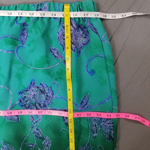 Marian j Fry skirt floral skirt pullon elastic waist green blue teal - Picture 5 of 8